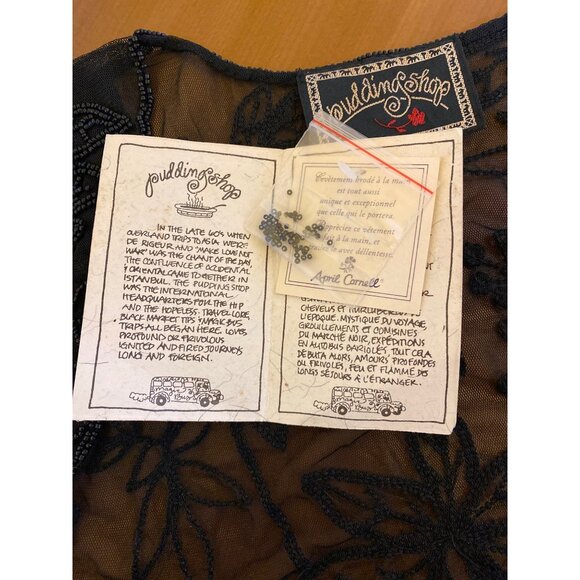 Pudding Shop M/L Bolero Petal Blouse Jacket Beaded Black Corneil Trading BLP0611 - Picture 8 of 14